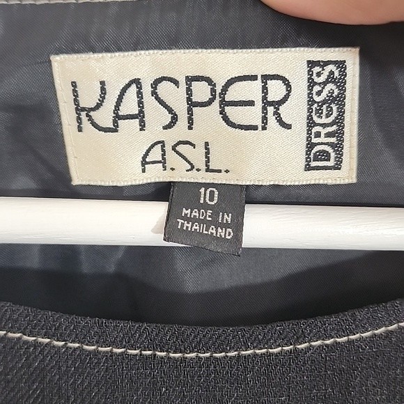 Kasper ASL vintage black shift tank dress with contrasting stitching sz 10 - Picture 2 of 16